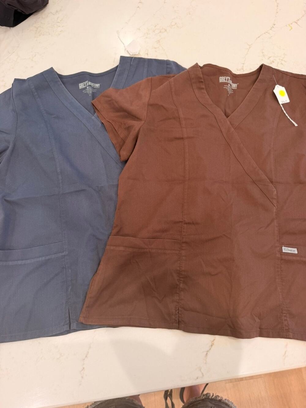 Grey’s Anatomy by Barco Women’s XL Scrub Top Lot Blue Brown Medical Uniform Set
